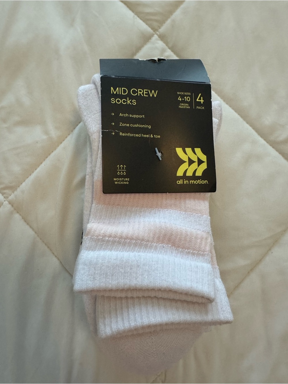 all in motion Women’s Mid Crew Socks - White - 4 Pack